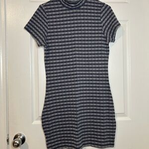 O'Neill Black and Gray Striped Mini Bodycon Dress. Crosslisted